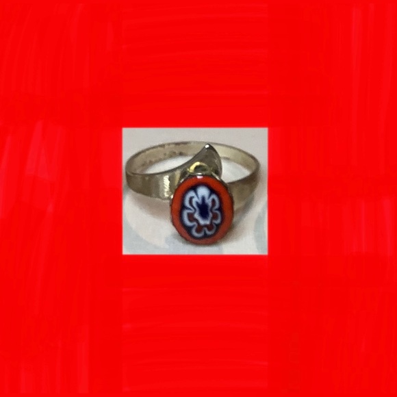 NEW Vintage cocktail ring Millefiori Adjustable retro flower - Picture 2 of 8